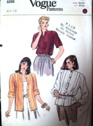8266 VOGUE SS-LS TUCK YOKE BUTTON BLOUSE PATTERN  14  uncut